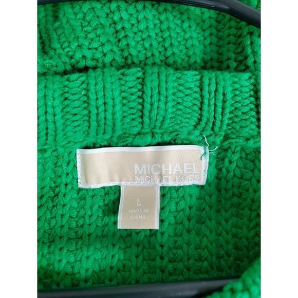 COPY - MICHAEL KORS Gold Stud Detail Dark Green Sweater Knit Top Size Large - Picture 9 of 11